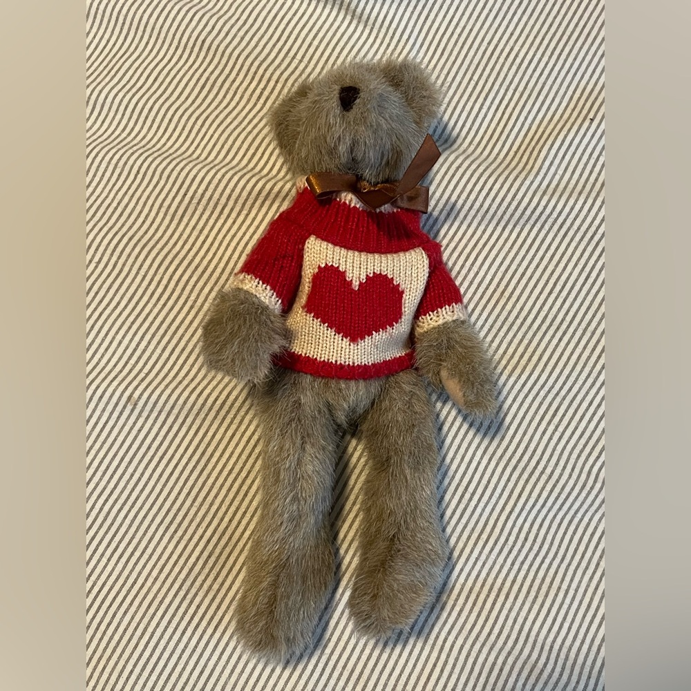 Plush Teddy Bear with Red Heart Sweater